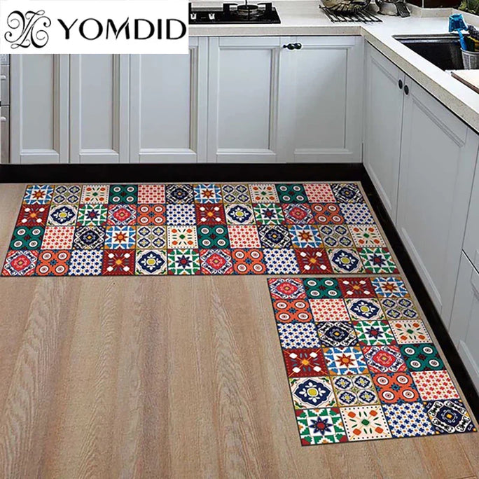 Geometric Anti-Slip Kitchen Mat